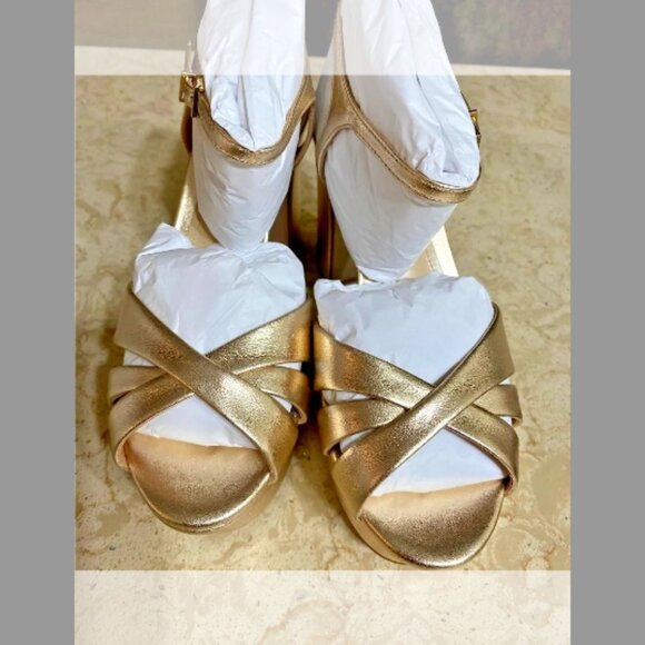 Schutz NIB Keefa Metallic Leather Platform Sandals (Orig. $155) w/tax (Size 6B) - Picture 3 of 6